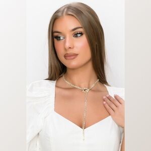 Gold rhinestone toggle necklace
